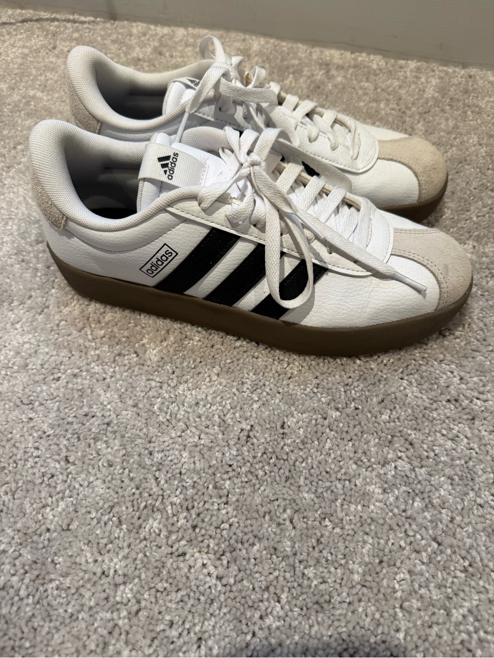 adidas White Black Gum-Soled Classic Sneaker